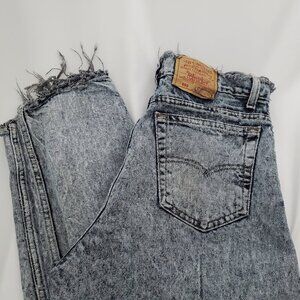 VINTAGE 80s/90s LEVI'S 550 W36 L36 | Acid Wash Distressed Raw Hem Tapered Jeans
